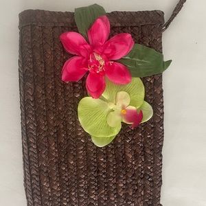 🔅 👛Handbag, hand embroidered, Brown, with flowers 🌺, New.
